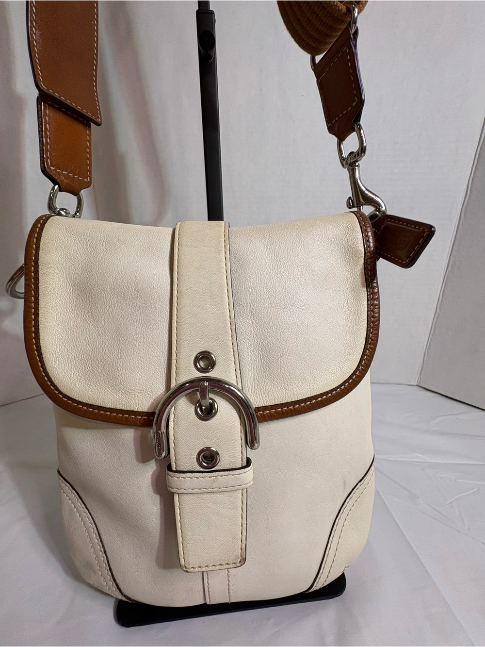 Coach Vintage Tan Leather-Trim Crossbody / Shoulder Bag - Picture 5 of 10